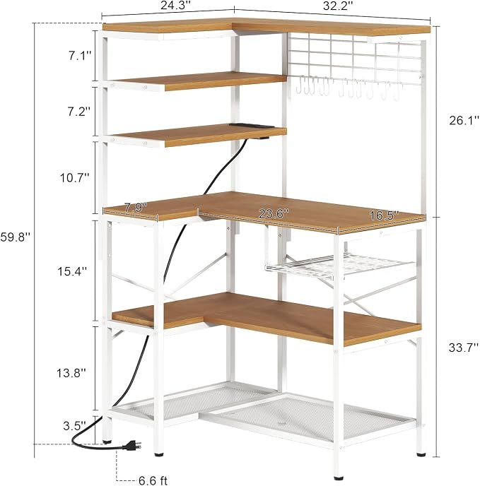 L-Shaped White Bakers Rack - Image 3