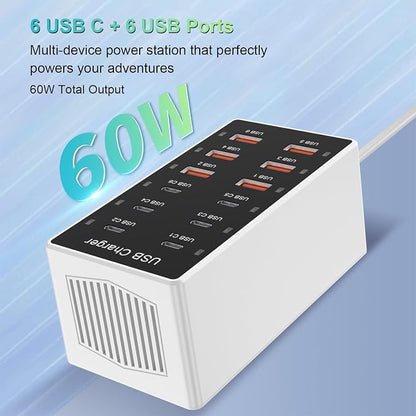 USB C Charging Station Cell Phone Wall Charger 12Ports USBC Fast Charging Power - Image 2