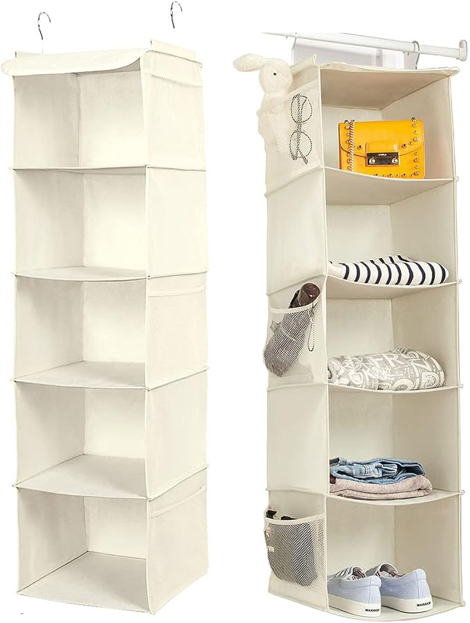 BrilliantJo 5 Shelves Hanging Closet Organizer, 2 Pack Hanging Storage by BrilliantJo