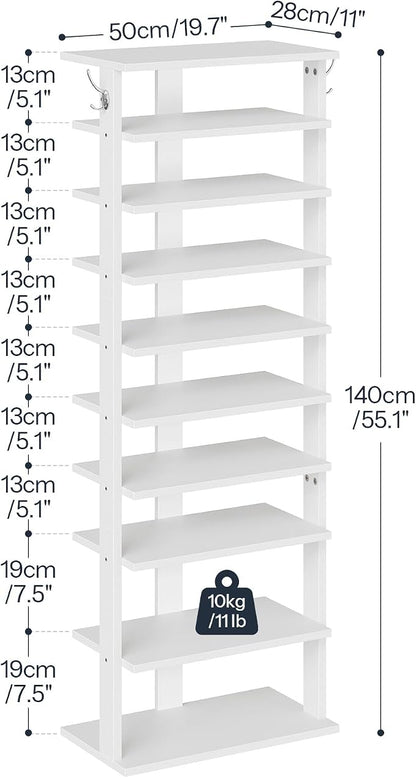 HOOBRO 10 Tiers Vertical Shoe Rack, Wooden Shoe Storage Organizer - Image 3