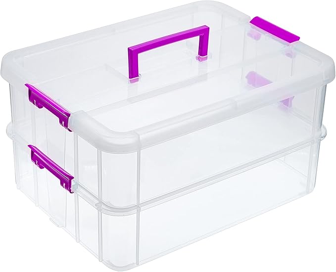 JUXYES 2-Tiers Stack Carry Storage Box by JUXYES