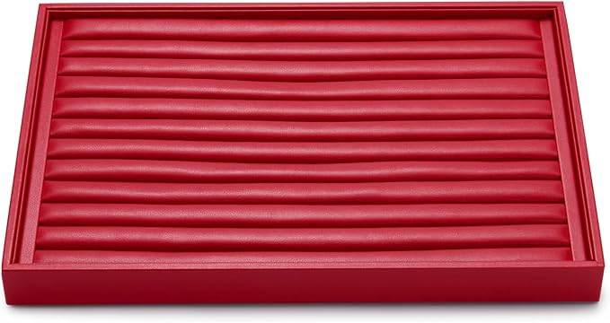 Oirlv Gorgeous Red Leather Ring Organizer Tray Jewelry Display Tray Stackable by Oirlv