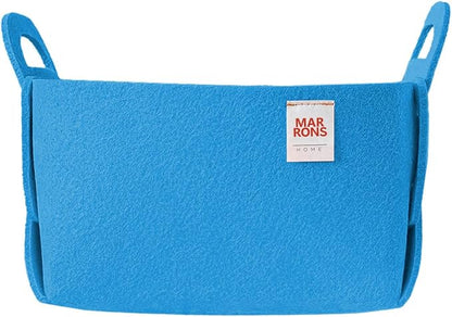 Collapsible Felt LIGHTBLUE Storage Bin Small 7.1"x5.1"x5.1" – Foldable Basket by MARRONS