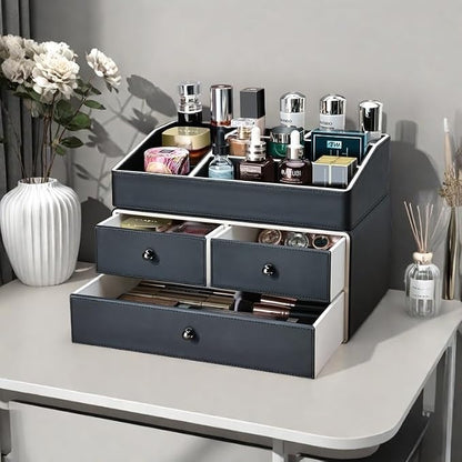 KINGFOM 2 Tier PU Leather Makeup Organizer - Image 7