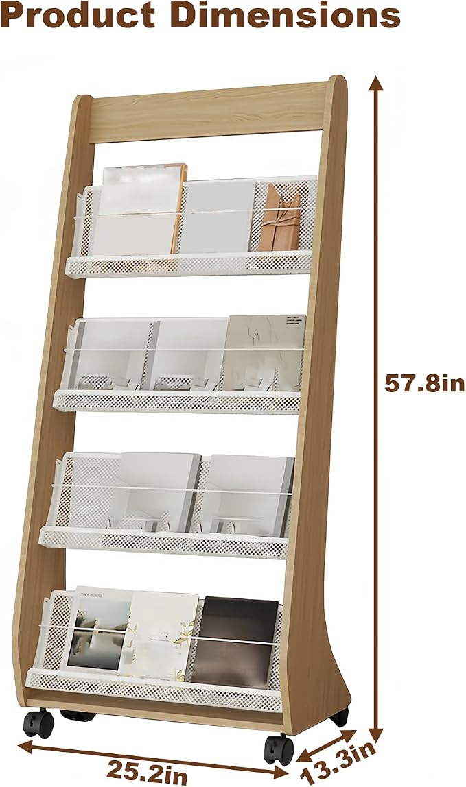 Brochure Display Rack, 4 Layer Floor-Standing Magazine Rack, Literature - Image 2