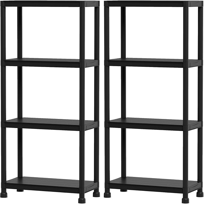 GIANTEX 4-Tier Heavy-Duty Plastic Storage Shelves | Freestanding Garage by Giantex