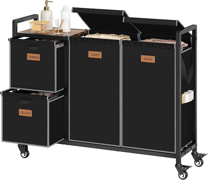 Hoctieon 4 Section Laundry Cart, 48 Gal. Laundry Hamper by Hoctieon
