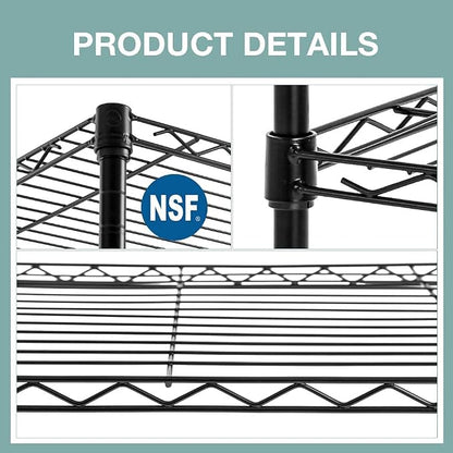 FDW | 5-Tier Wire Shelf | 24" x 14" x 60" | Black | Storage Shelves - Image 7
