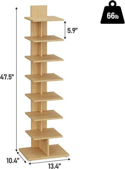 TUTOTAK Book Shelf, Narrow Spine Bookshelf, 8-Tier Bookcase - Image 2