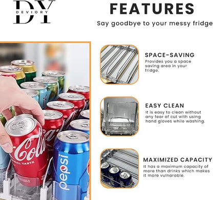Soda Can Organizer with Automatic Can Pusher | Refrigerator Drink Organizer | - Image 3