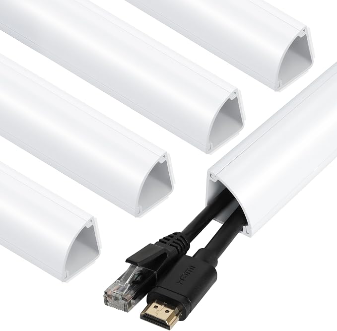 ZhiYo Corner Cable Hider for 3-5 Cords, Wall & Floor Cord Hider 15ft White | 5 by ZhiYo