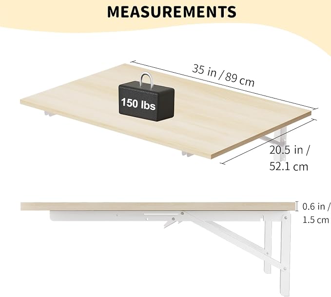 GOYLSER Fold Wall Mounted Table Folding Worktable, Addition to Garage/Home - Image 3