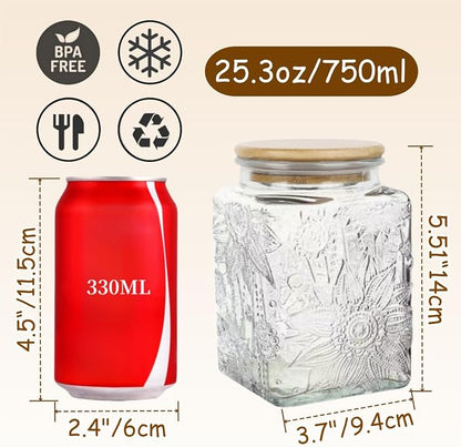 ANSQU Square Glass Jar, 25.3oz Vintage Glass Jar - Image 2