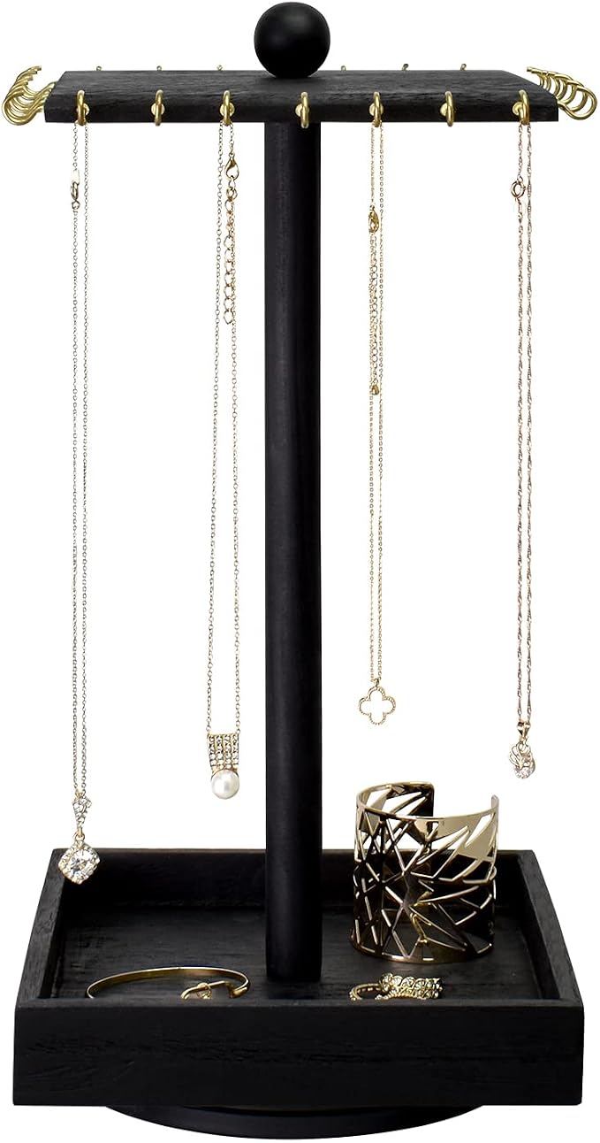 Ikee Design 2pcs Wood Rotating Jewelry Display Necklace Bracelet Holder | - Image 3