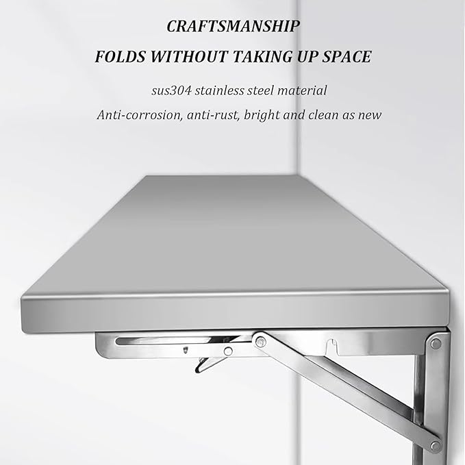 Stainless Steel Folding Wall Shelf, Stainless Steel Wall Mount Folding Table - Image 4