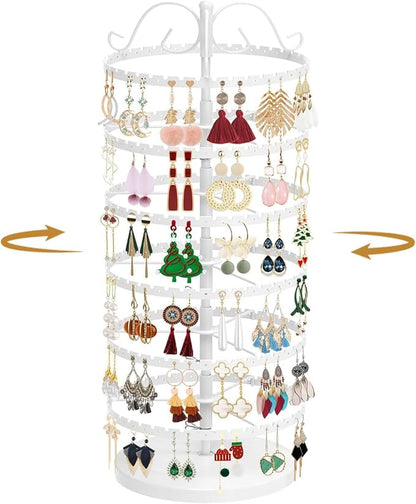 MODOWEY 6 Tier Rotating Earring Holder Organizer Stand, Adjustable Metal by MODOWEY