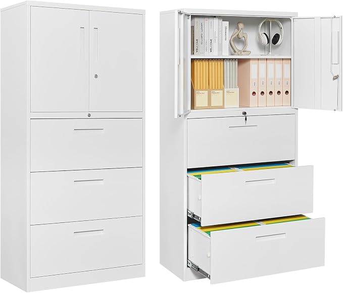 3-Drawer Metal File Cabinet, Lateral Vertical Filing Cabinets by PEUKC