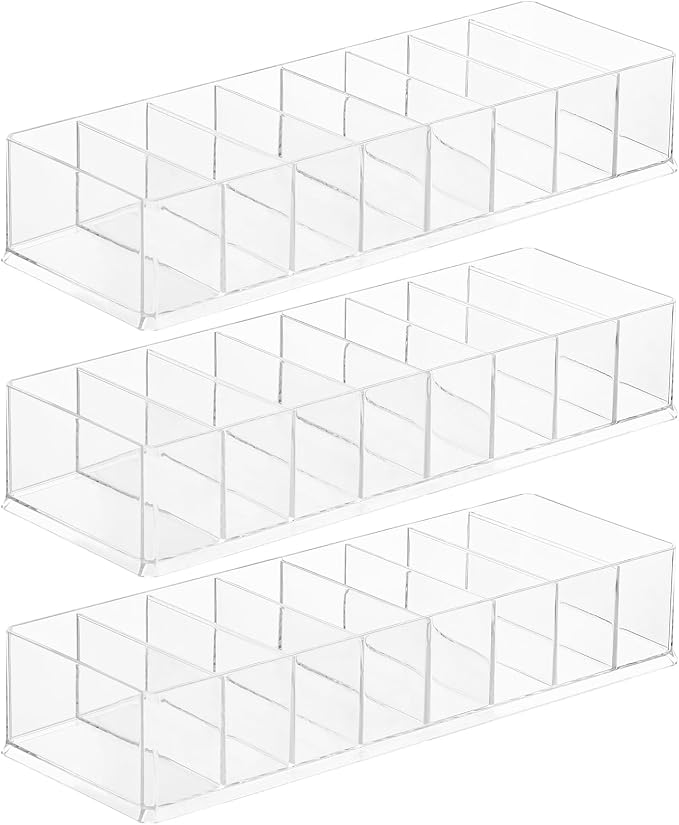 Acrylic Makeup Brush Organizers, 3 Pack 8 Section 8 Compartments Transparent by Dayaanee