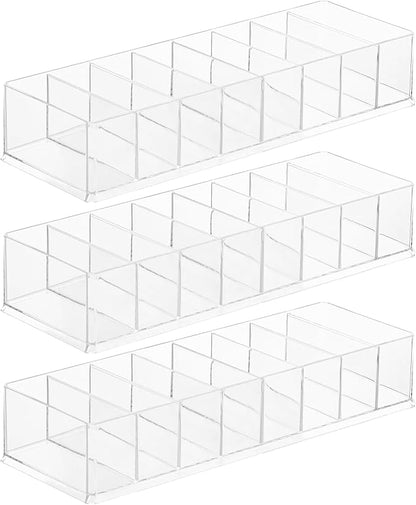Acrylic Makeup Brush Organizers, 3 Pack 8 Section 8 Compartments Transparent by Dayaanee