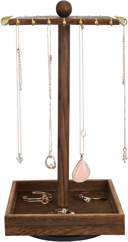 Ikee Design 2pcs Wood Rotating Jewelry Display Necklace Bracelet Holder | - Image 3