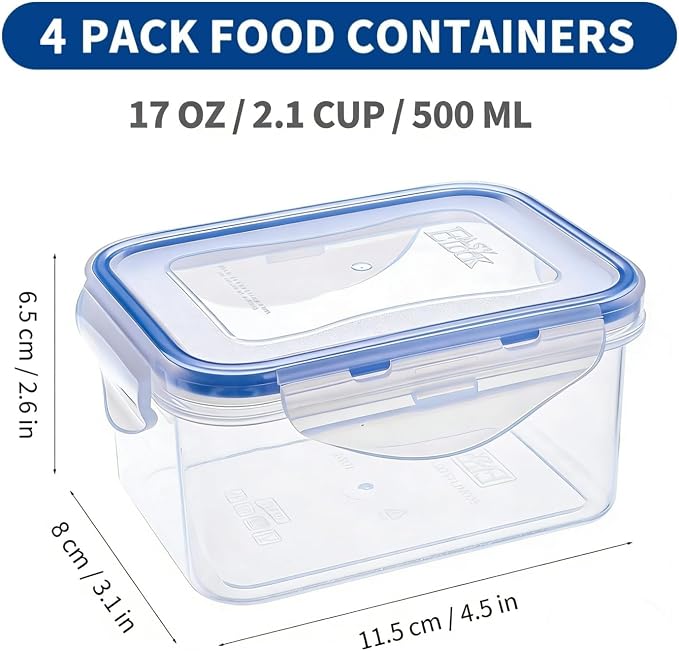 KIGI Small Food Storage Containers, 4-Sided Locking Airtight Lids, BPA-Free - Image 4
