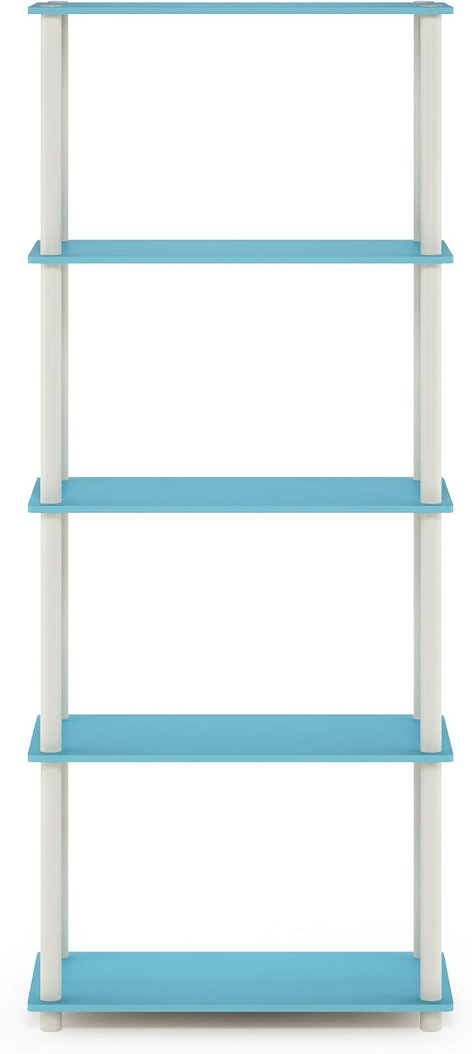 Furinno TURN-N-TUBE Storage Shelves, 5-Tier Book Shelf, Corner Shelf, Toolless - Image 6