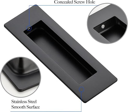 Ravinte 4 Pack Black Sliding Closet Door Handles Black Flush Pulls 4.72in - Image 4