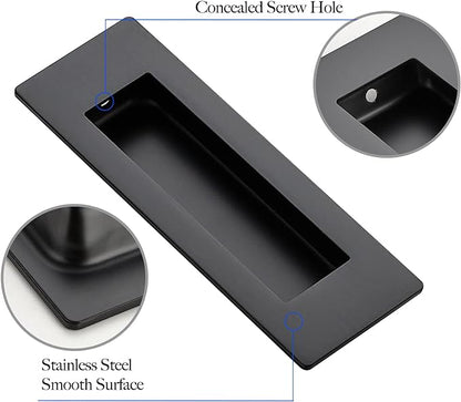 Ravinte 1 Pack Black Sliding Closet Door Handles Black Flush Pulls 4.72in - Image 4