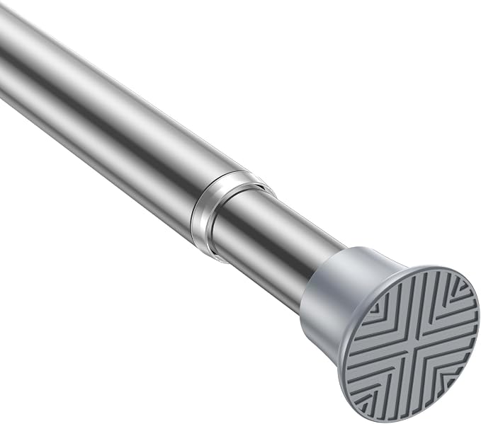 Silver Small Shower Curtain Rod 24 to 46 Inches Adjustable, 3/4 Inch Diameter by HAOYUNTE
