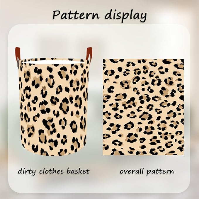 Laundry Baskets 15.7x19.7 Inch Large Classic Leopard Print Design Collapsible - Image 5