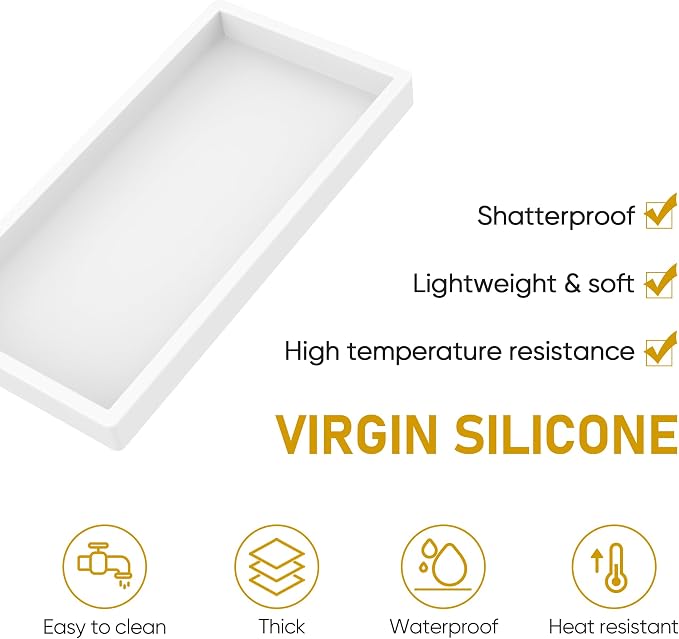 EG-SIPRO Silicone Bathroom Tray, Thickened Shatterproof Rectangle Vanity Tray - Image 4