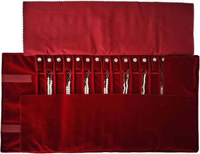 Portable Jewelry Roll Untangled Secure Necklace Travel Storage Bag Displays - Image 8
