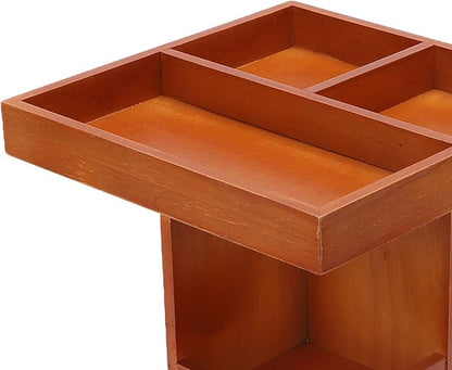 360 Rotating Makeup Organizer Wooden Cosmetic Storage Carousel - Image 8