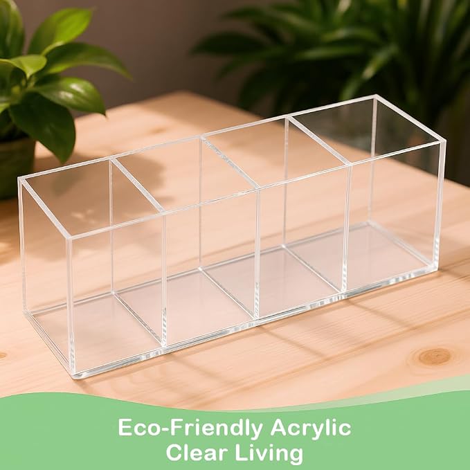 Clear Acrylic 4-Compartment Organizer Box, Large – Handcrafted, Eco-Friendly - Image 6
