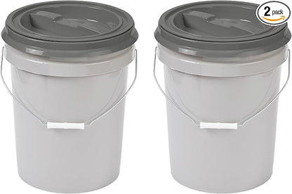 Mighty Tuff 5 Gallon / 21 Pound Pet Food Storage Container, Light Grey Base & by MightyTuff