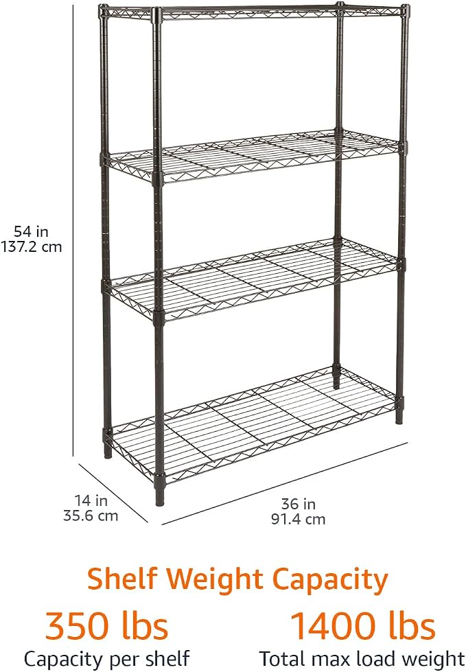 Amazon Basics 4-Shelf Adjustable Heavy Duty Steel Wire Rack Storage Shelving - Image 3