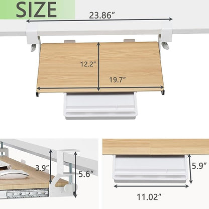 ETHU Keyboard Tray Under Desk, 19.7" X 12.2" Small Size C Clamp Keyboard Drawer - Image 2