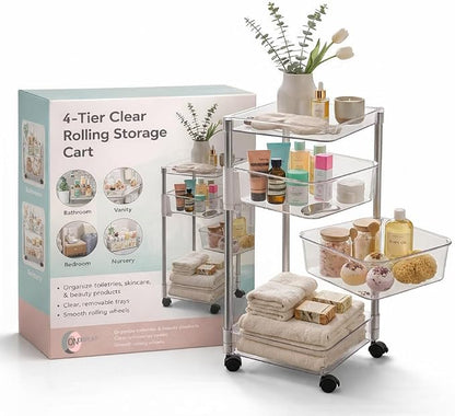 OnDisplay 360° Rotating Clear Storage Trolley – Multi-Tier Rolling Acrylic by OnDisplay