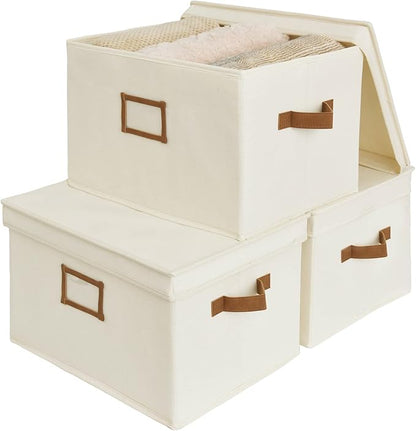 StorageWorks Storage Bins with Lids, Decorative Storage Boxes with Lid and PU by StorageWorks