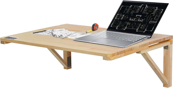 VEVOR Wall-Mounted Folding Table, 31.5 x 23.62 inch, Wooden Drop Leaf Floating by VEVOR