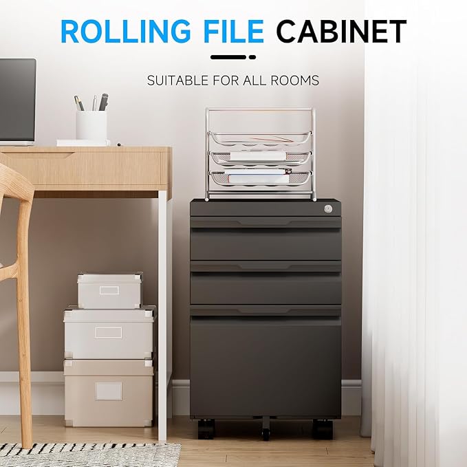 3 Drawer Mobile File Cabinet - Image 7