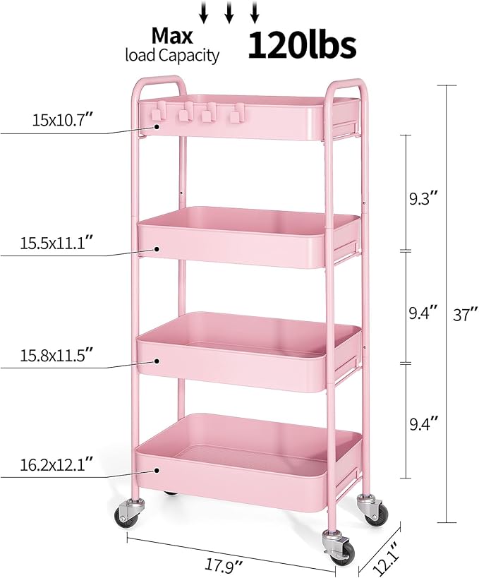 TOOLF 4-Tier Rolling Cart - Image 2
