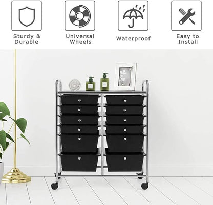 Giantex 12 Drawer Rolling Storage Cart Tools Scrapbook Paper Office School - Image 6
