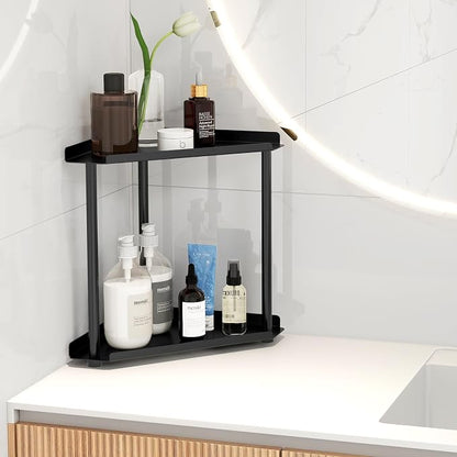 FLE Corner Bathroom Counter Organizer, Bathroom Organizer Countertop Black | 2 - Image 2