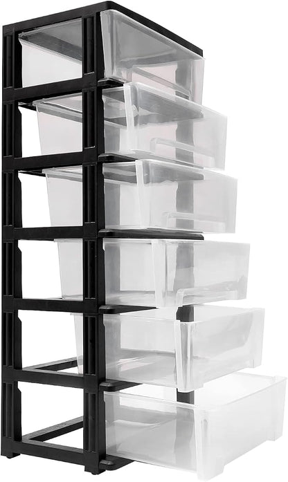 6 Clear Drawer Storage Organizer Rolling Cart, Movable Storage Tower - Image 4