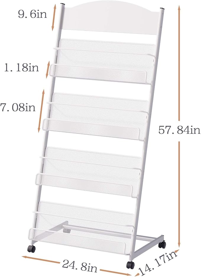 lesolar Floor-Standing Magazine Rack 4-tier Newspaper Holder Book Display Shelf - Image 3