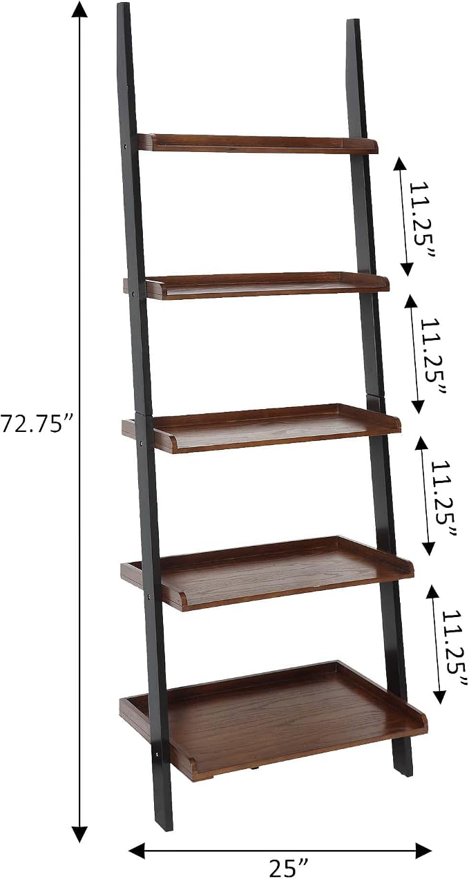 Convenience Concepts French Country Bookshelf Ladder, Dark Walnut / Black - Image 9