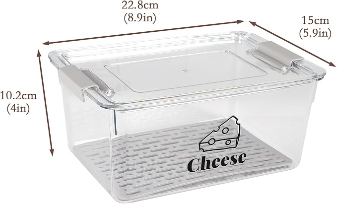 Cheese Container Airtight with Draining Basket Cream Cheese Sliced Cheeses Box - Image 2