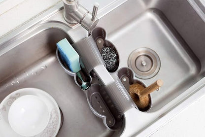 Sink Caddy Sponge Holder Soap Holder, Eunion Plastic Saddle Faucet Caddy Desk - Image 8