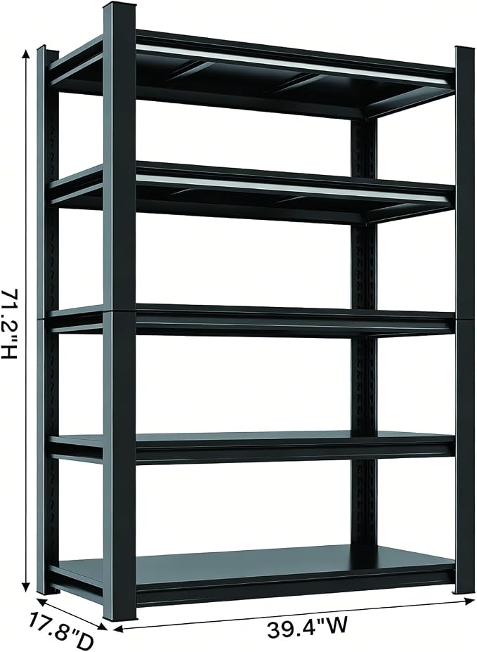18" D Metal Garage Shelving, 5 Tier Adjustable Steel Storage Racks - Image 2